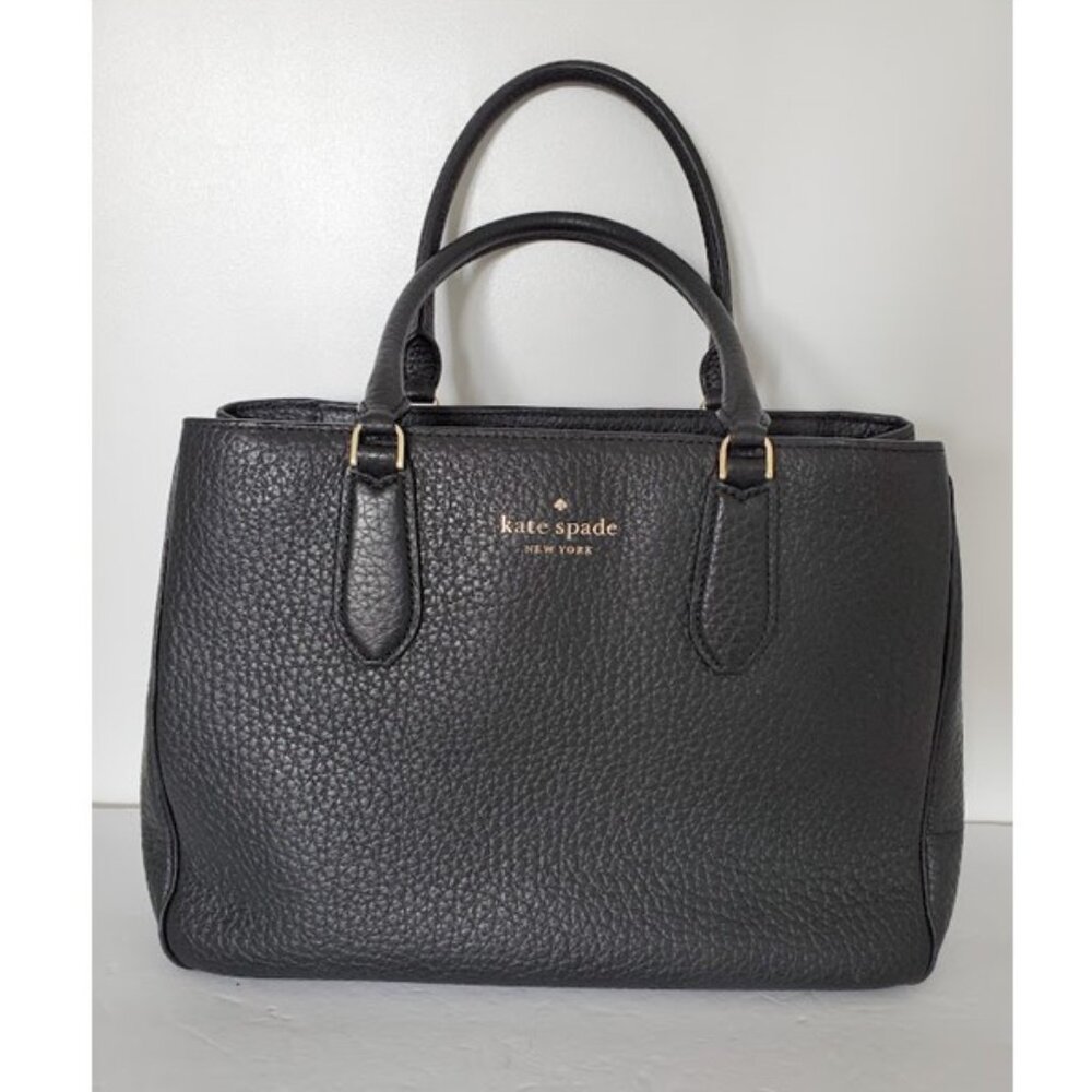 Kate Spade Leighton Black Pebbled Leather Satchel Bag Purse Handbag Old Money